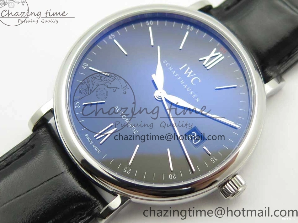 MIROTIME 0322 Affordable Portofino Automatic SS FKF 1:1 Best Edition Black Dial on Black Leather Strap A 7136